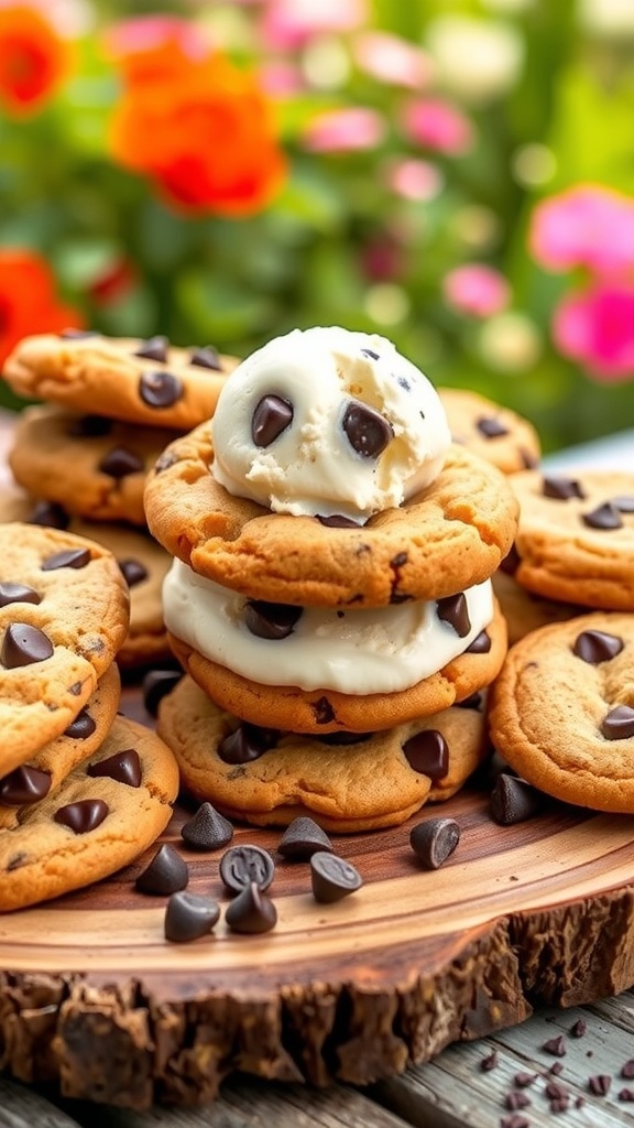 Delicious Chocolate Chip Cookie Ice Cream Sandwiches