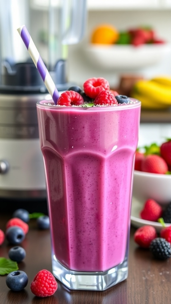 Healthy Chia Seed and Berry Smoothie